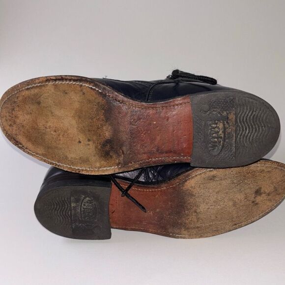 Vintage black leather Justin lace up Roper boots Sz 6.5 L0504 cowgirl - Picture 6 of 7